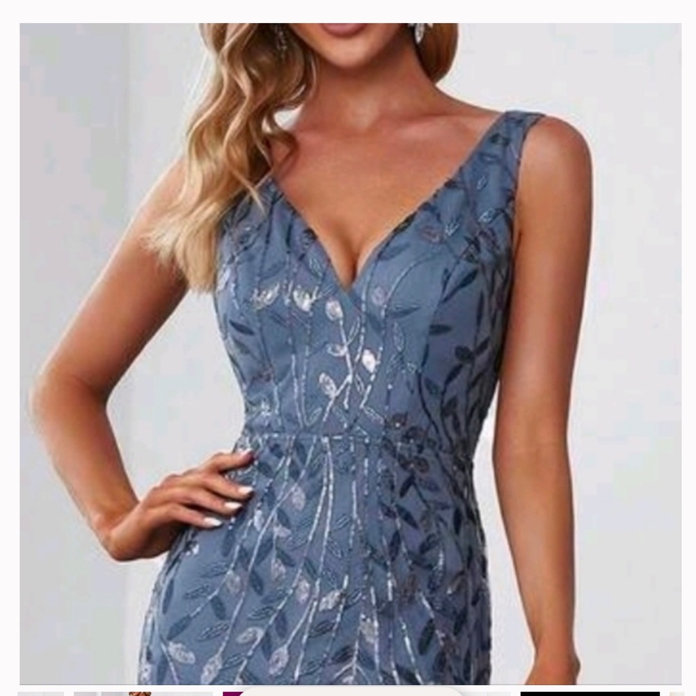 Ever Pretty Slate Blue Embellished Maxi Dress - Picture 12 of 15
